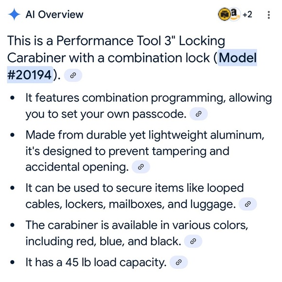 Performance tool Locking Carabiner 3 inch one red & one silver - Picture 3 of 5